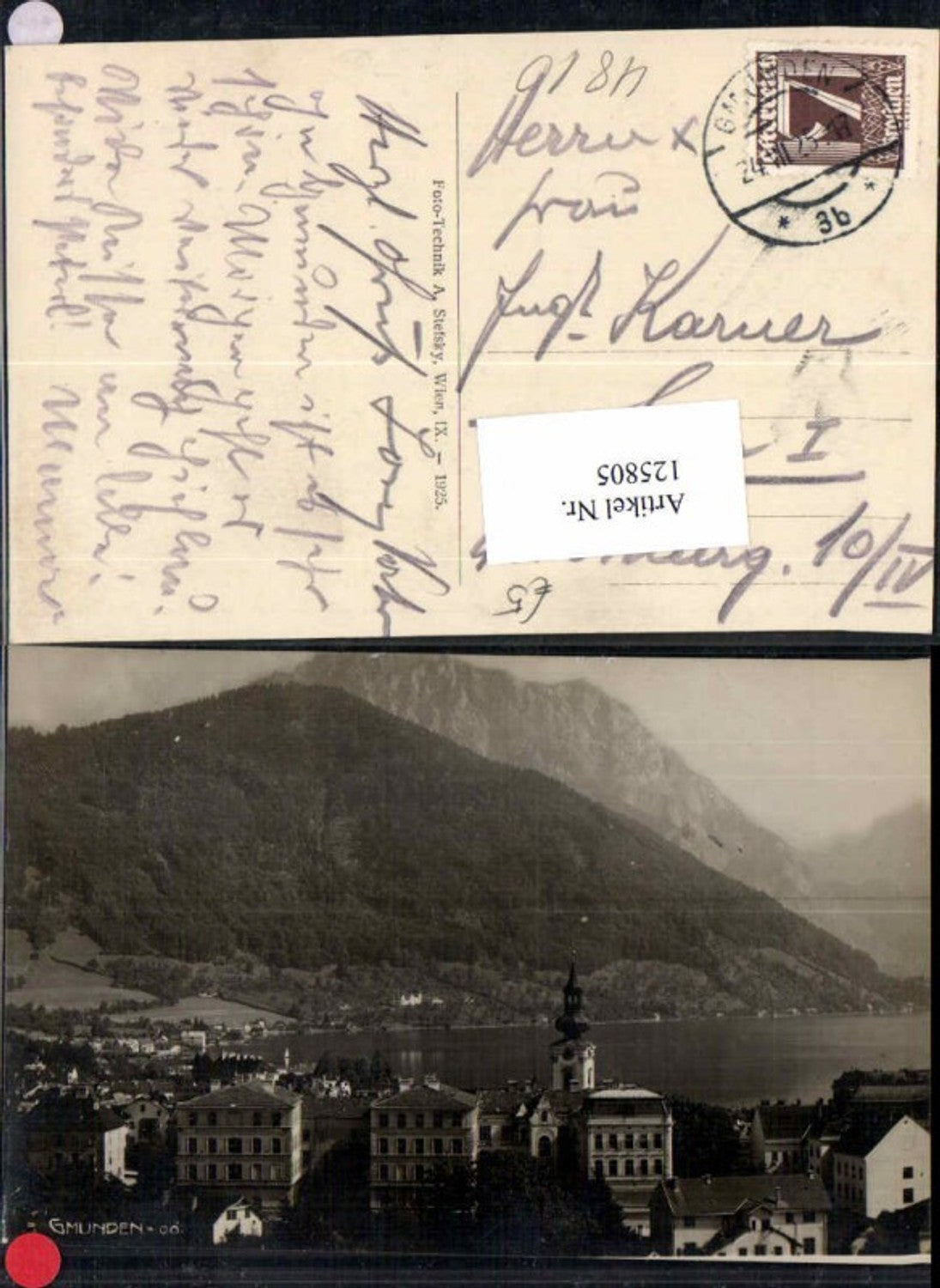 125805,Gmunden am Traunsee Tolle Fotokarte 1925 pub Foto Stefsky