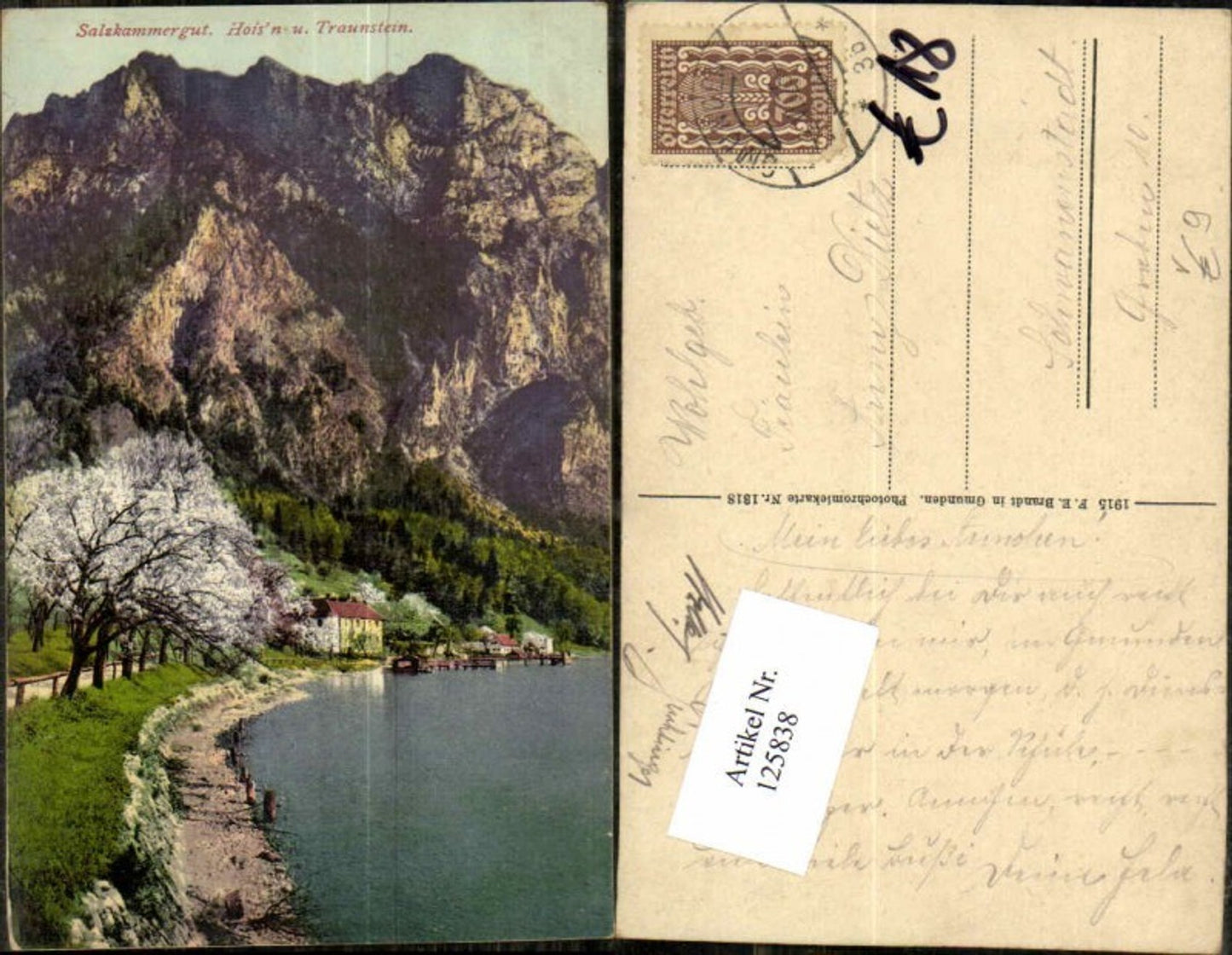 125838,Salzkammergut Hoisn Wirt Gasthaus in Gmunden m. Traunstein pub Brandt 1318