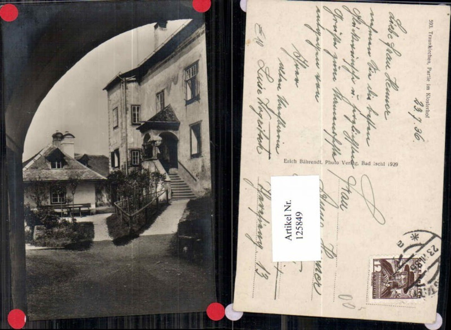 125849,FotoAK Traunkirchen Partie im Klosterhof 1929