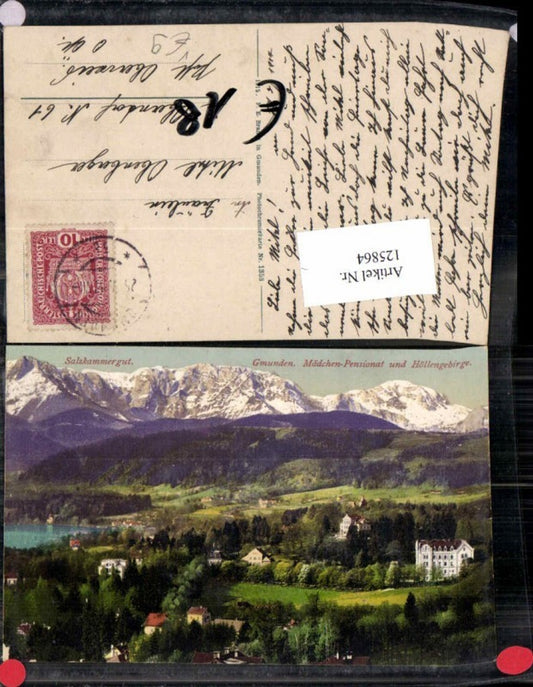 125864,Salzkammergut Gmunden Mädchen Pensionat m. Höllengebirge Brandt 1353
