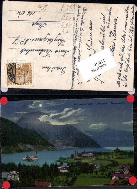 125916,Salzkammergut Gmunden Mondnacht Tolle Karte Mond pub Brandt 1312