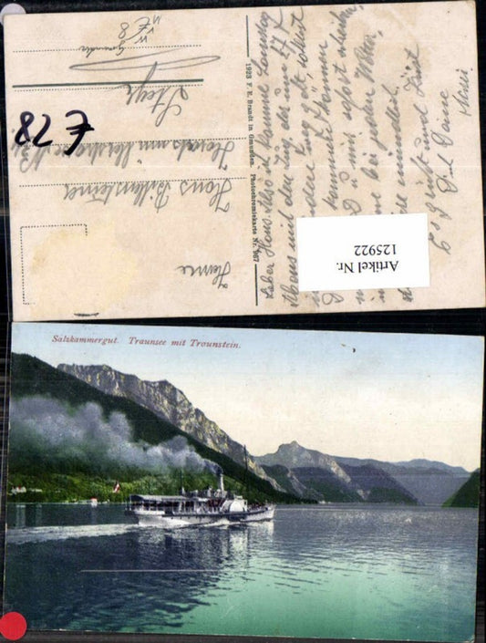 125922,Salzkammergut Traunsee m. Traunstein Dampfer Gmunden Ebensee Traunkirchen Brandt 967