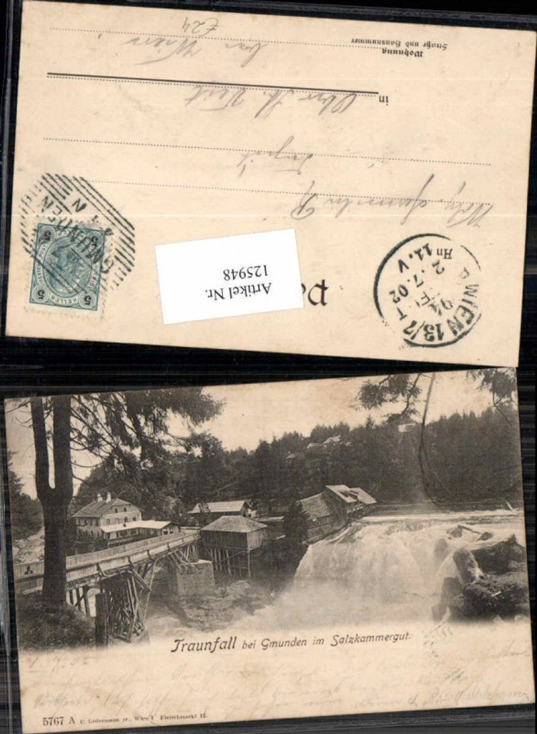 125948,Traunfall bei Gmunden Roitham Tolle Karte 1902