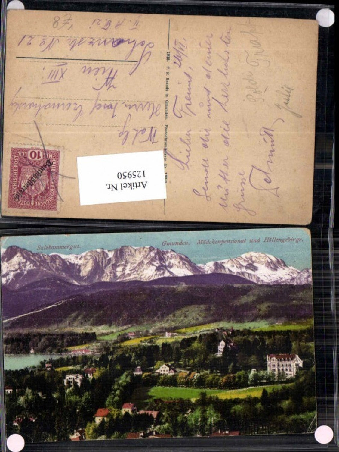 125950,Salzkammergut Gmunden Mädchenpensionat m. Höllengebirge pub Brandt 1353