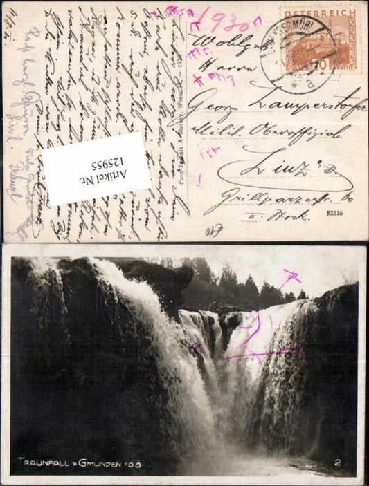 125955,Fotokarte Traunfall bei Gmunden Roitham 1930