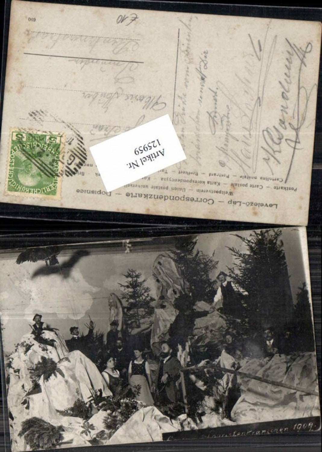 125959,Touristenkränzchen Gmunden Theater 1910 RAR Fotokarte