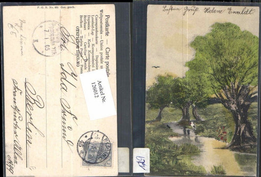 126012,Hugo Lissmann Künstlerkarte Bäume Wald