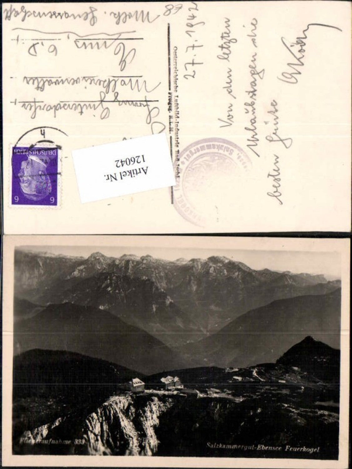 126042,Salzkammergut Ebensee Feuerkogel Berghotel Fliegeraufnahme Nr 333