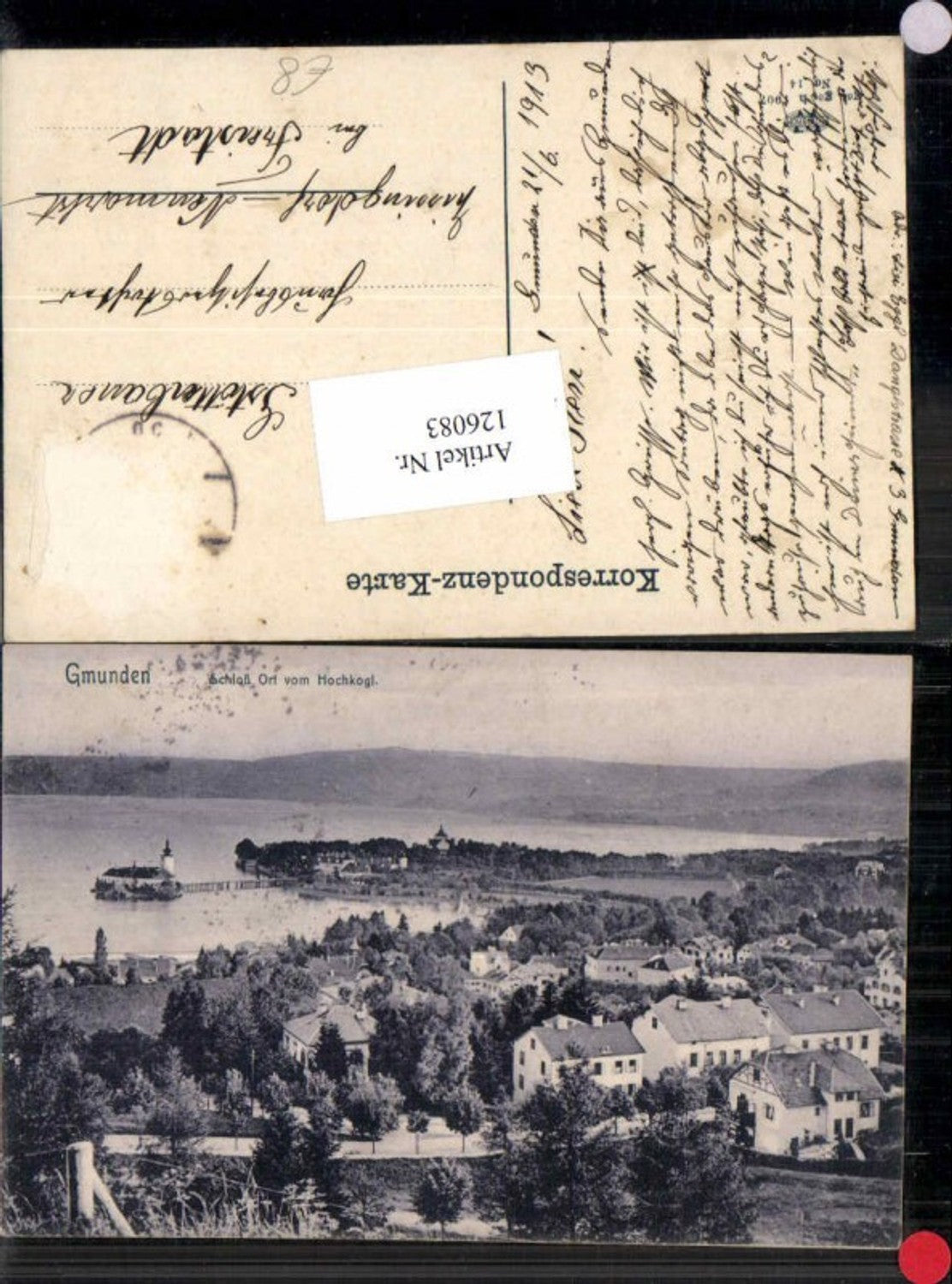 126083,Gmunden am Traunsee Schloss Orth Ort vom Hochkogl Teilansicht 1907