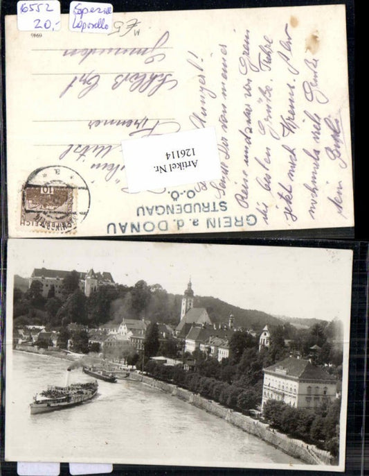 126114,Grein a.d. Donau Dampfer Abfahrt Fotokarte
