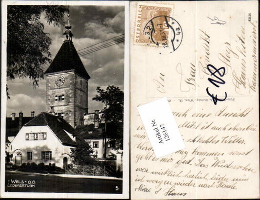 126147,Wels Stadt Ledererturm Detailansicht 1930