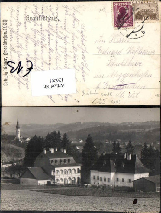 126201,Fotokarte Grieskirchen Partie zum Krankenhaus 1925