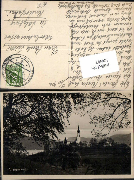 126482,Attersee Ortsansicht Kirche 1925