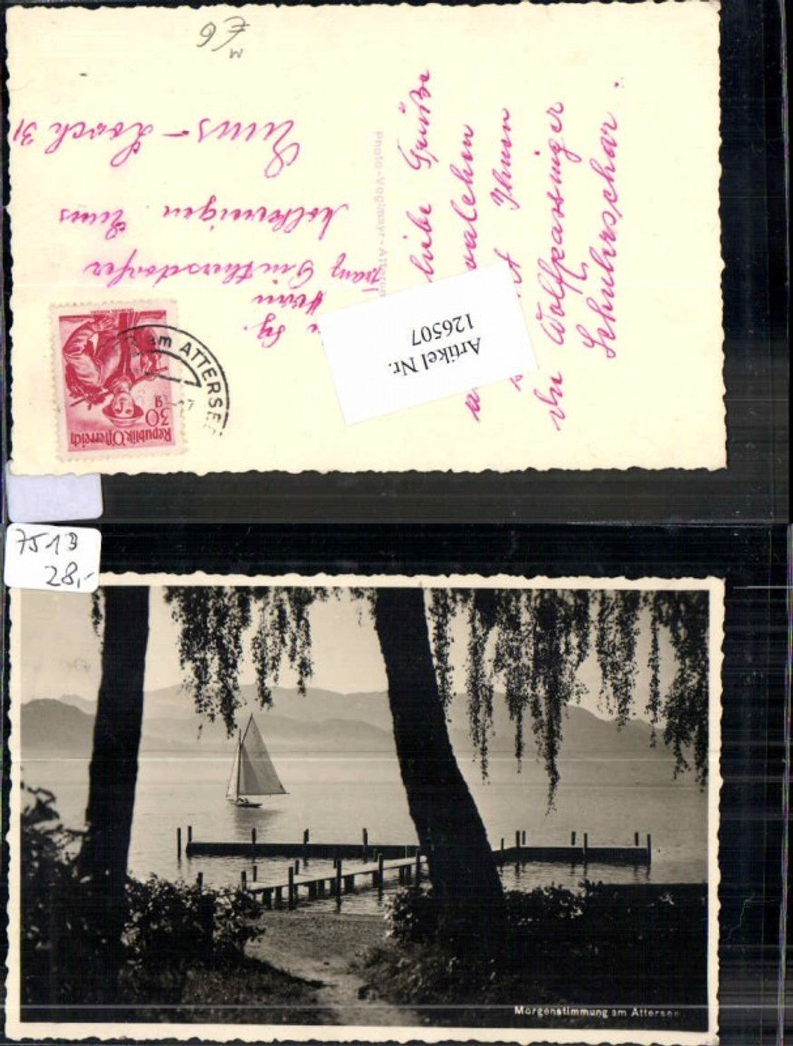 126507,Morgenstimmung am Attersee m. Segelboot Segelschiff