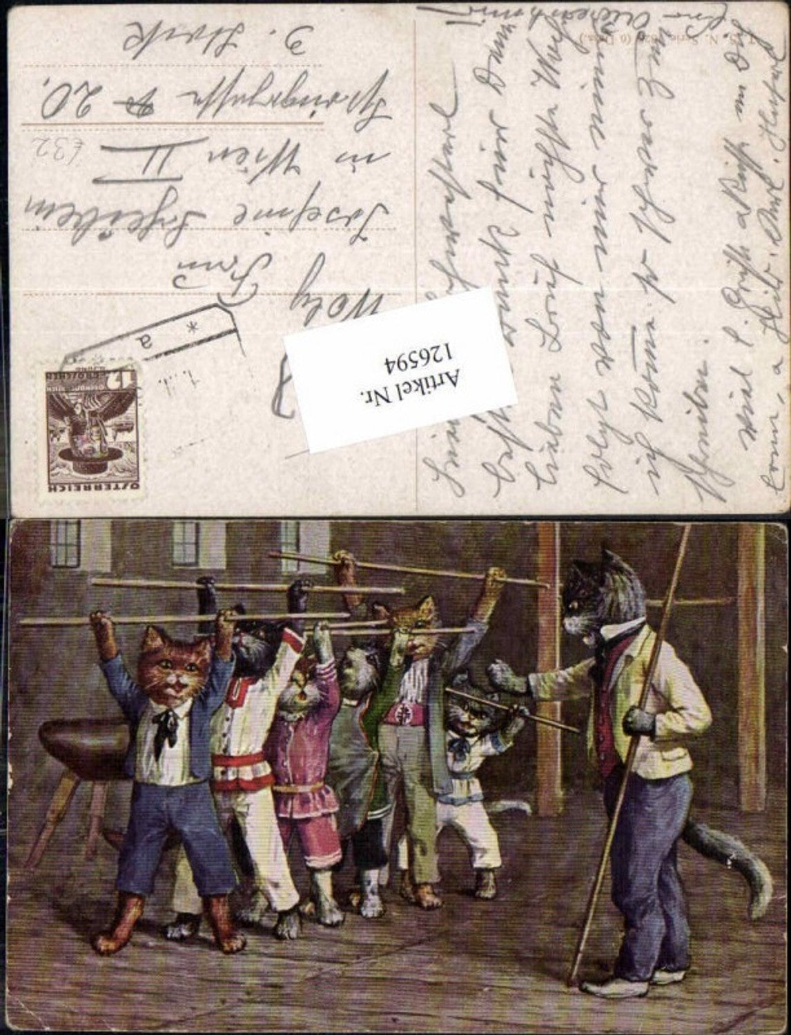 126594,Arthur Thiele vermenschlichte Katzen personifizierte turnen Theo Stroefer 1828