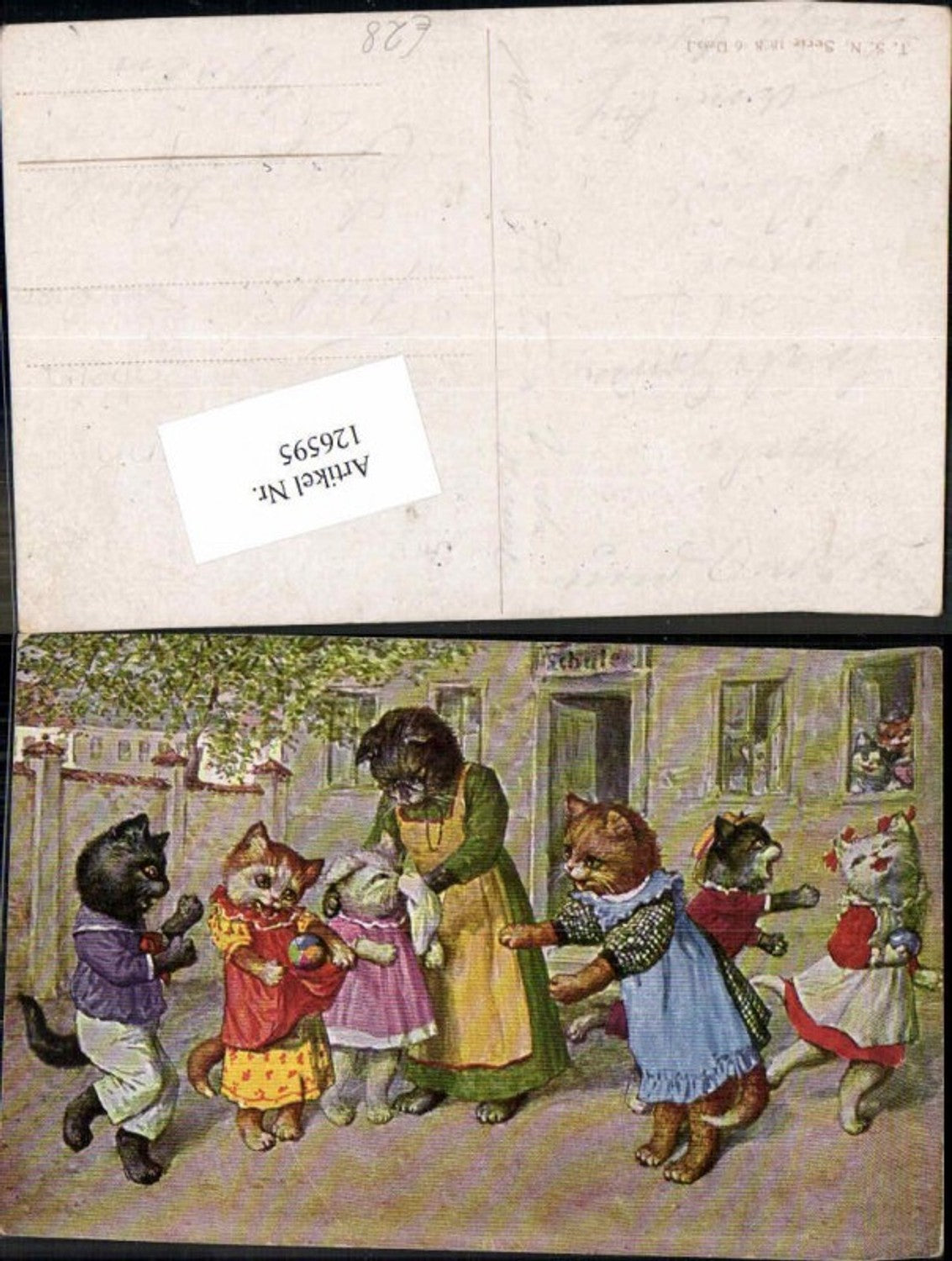 126595,Arthur Thiele vermenschlichte Katzen personifizierte Katzenkinder Theo Stroefer 1828