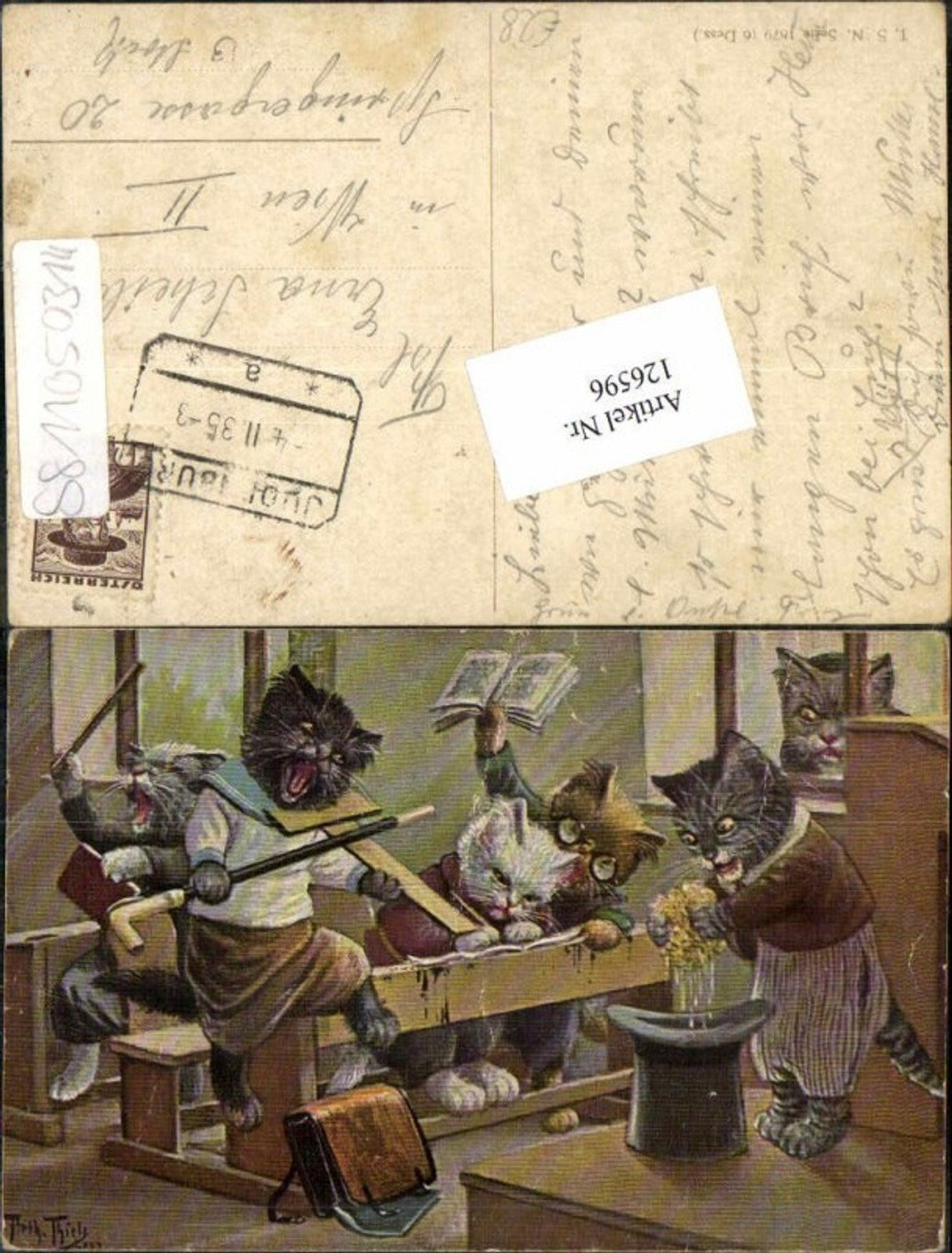 126596,Arthur Thiele vermenschlichte Katzen personifizierte Katzenkinder Theo Stroefer 1879