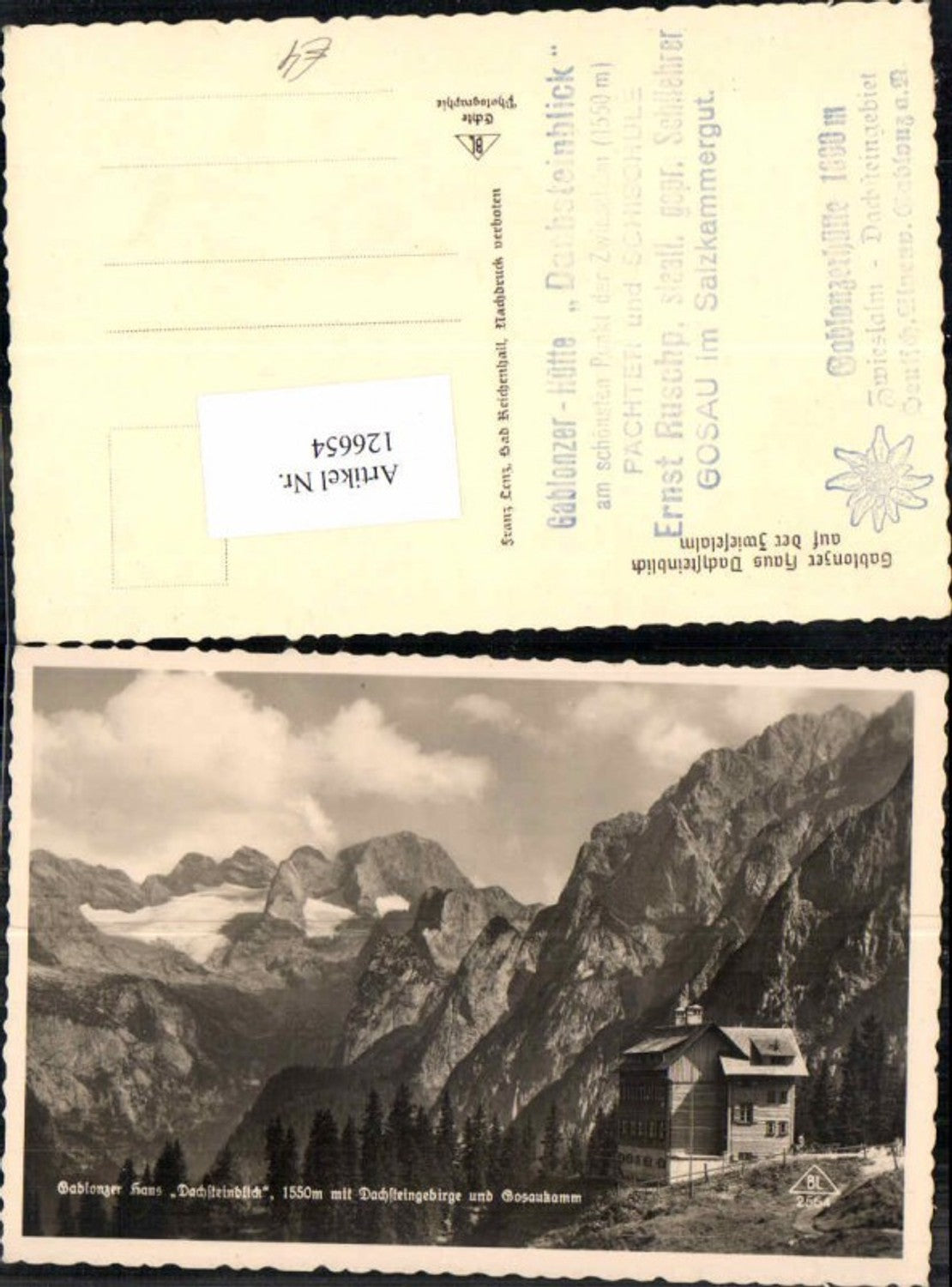126654,Gablonzer Haus Dachsteinblick Dachstein m. Gosaukamm Gosau pub Lenz 2564