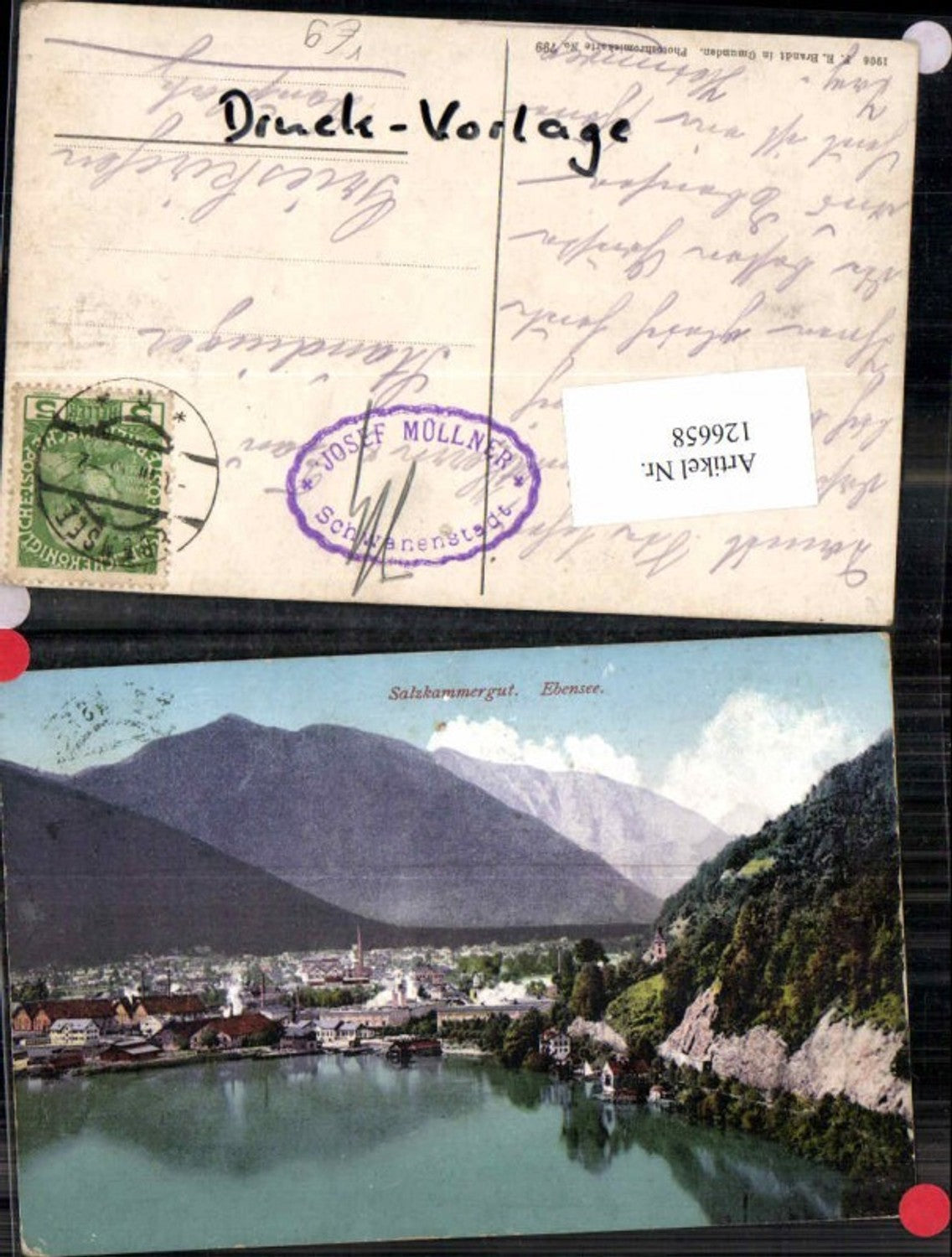 126658,Salzkammergut Partie nach Ebensee am Traunsee Tolle Karte selten!!! pub Brandt 799