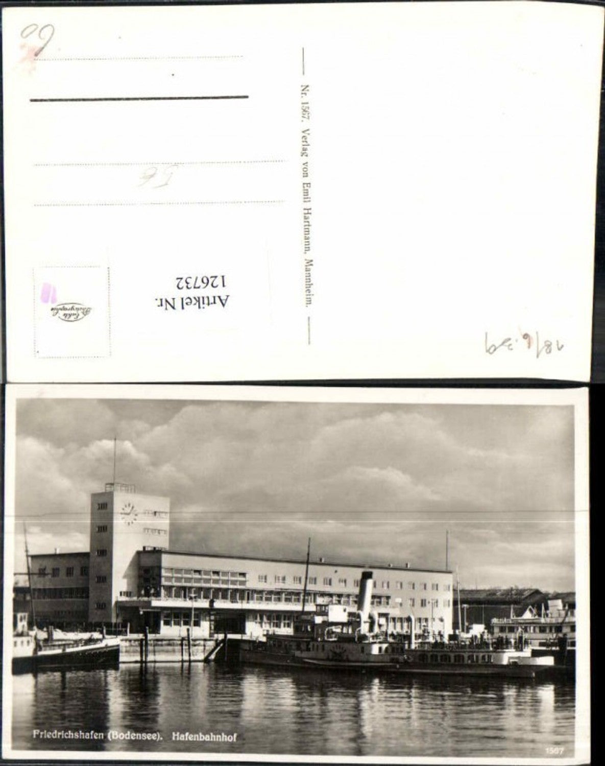 126732,Friedrichshafen am Bodensee Hafenbahnhof Dampfer Schiff