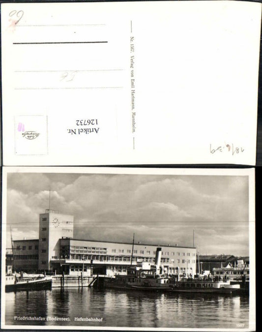 126732,Friedrichshafen am Bodensee Hafenbahnhof Dampfer Schiff