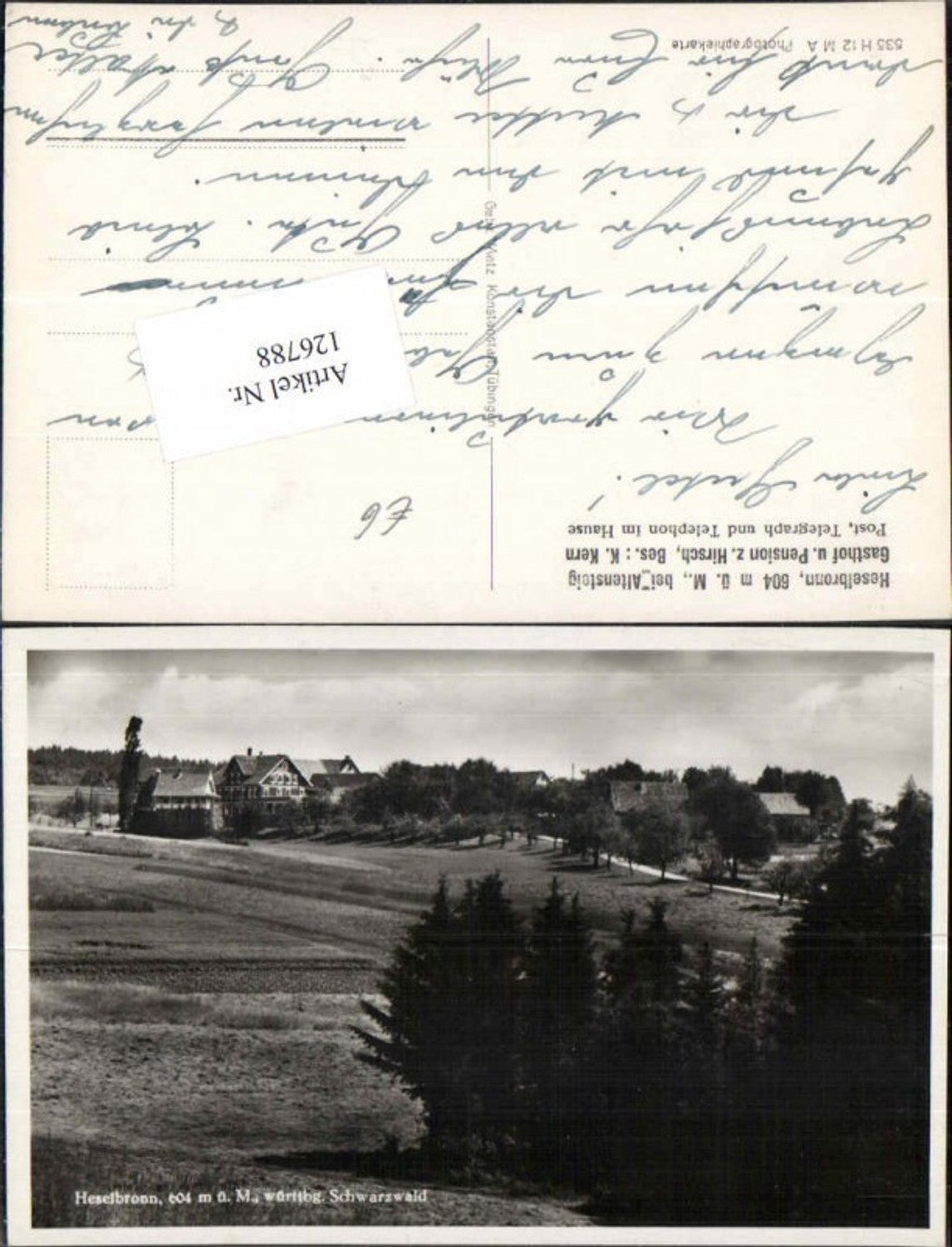 126788,Heselbronn bei Altensteig Gasthaus zum Hirsch Pension 1940