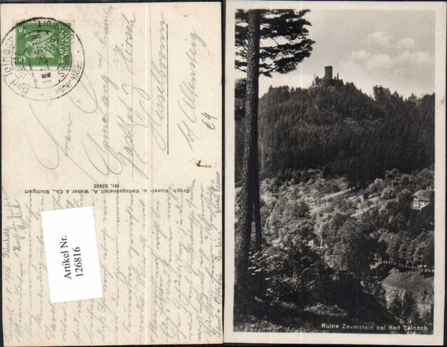 126816,Ruine Zavelstein bei Bad Teinach 1925