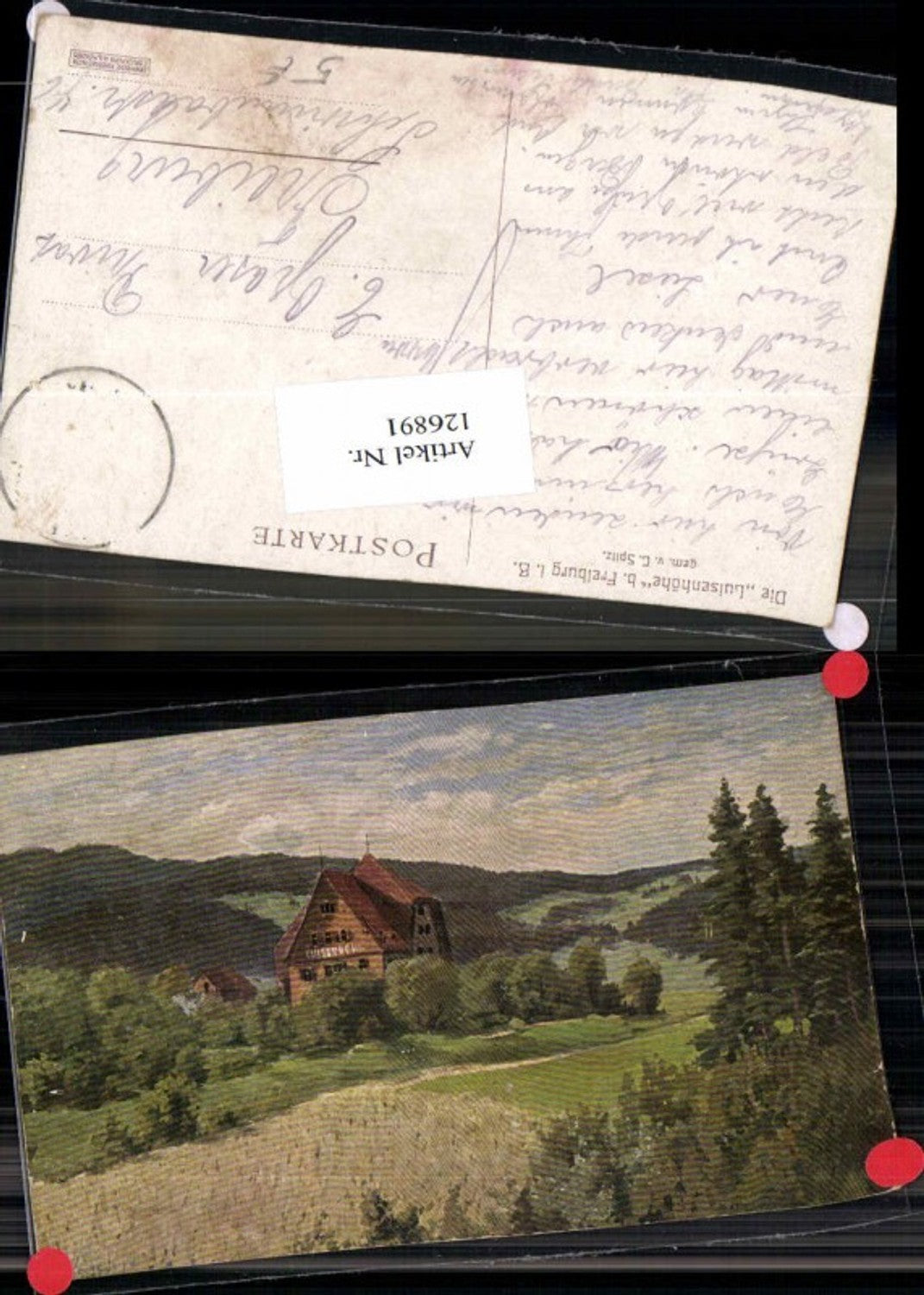 126891,Künstlerkarte Luisenhöhe bei Freiburg im Breisgau C. Spitz sign