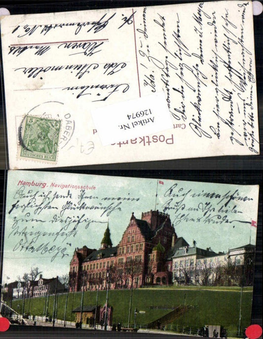 126974,Hamburg Navigationsschule Tolle Karte 1908 Bahnpost St Pauli