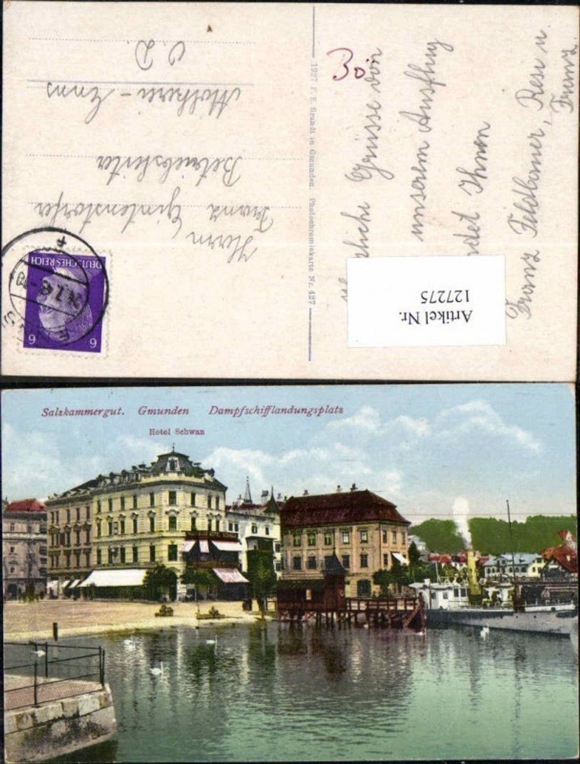 127275,Salzkammergut Gmunden Dampfschifflandungsplatz m. Dampfer & Restaurant pub Brandt 427