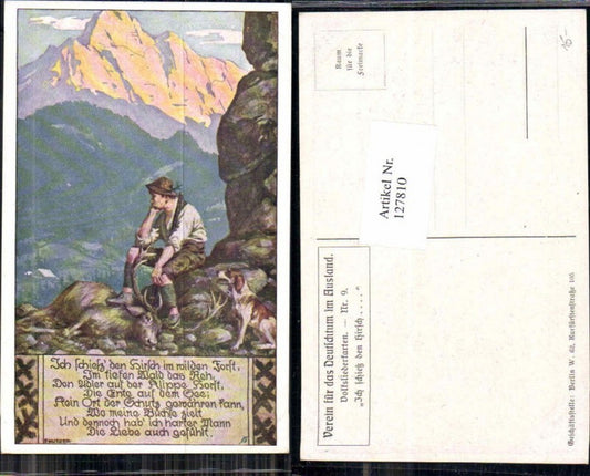 127810,VDA Verein f.d. Deutschtum im Ausland Volksliedkarte 9 Ich schiess den Hirsch Ernst Kutzer