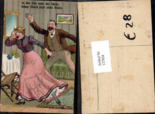 127854,Frauenfeindliche Karte Mann schlägt Frau in der Ehe Gewalt