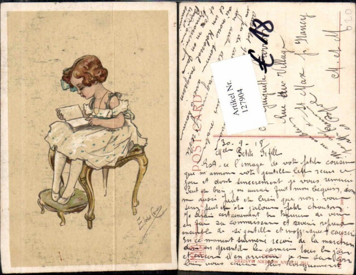 127904,Elda Cenni Italienische Künstlerkarte Kind Mädchen