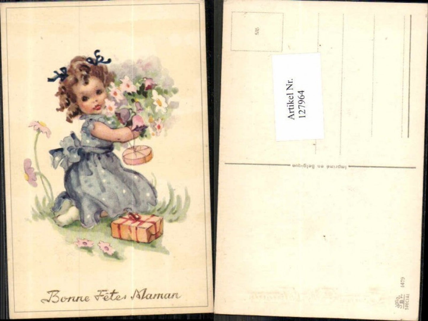 127964,Süsse Kinder Künstlerkarte Blumen Geschenke