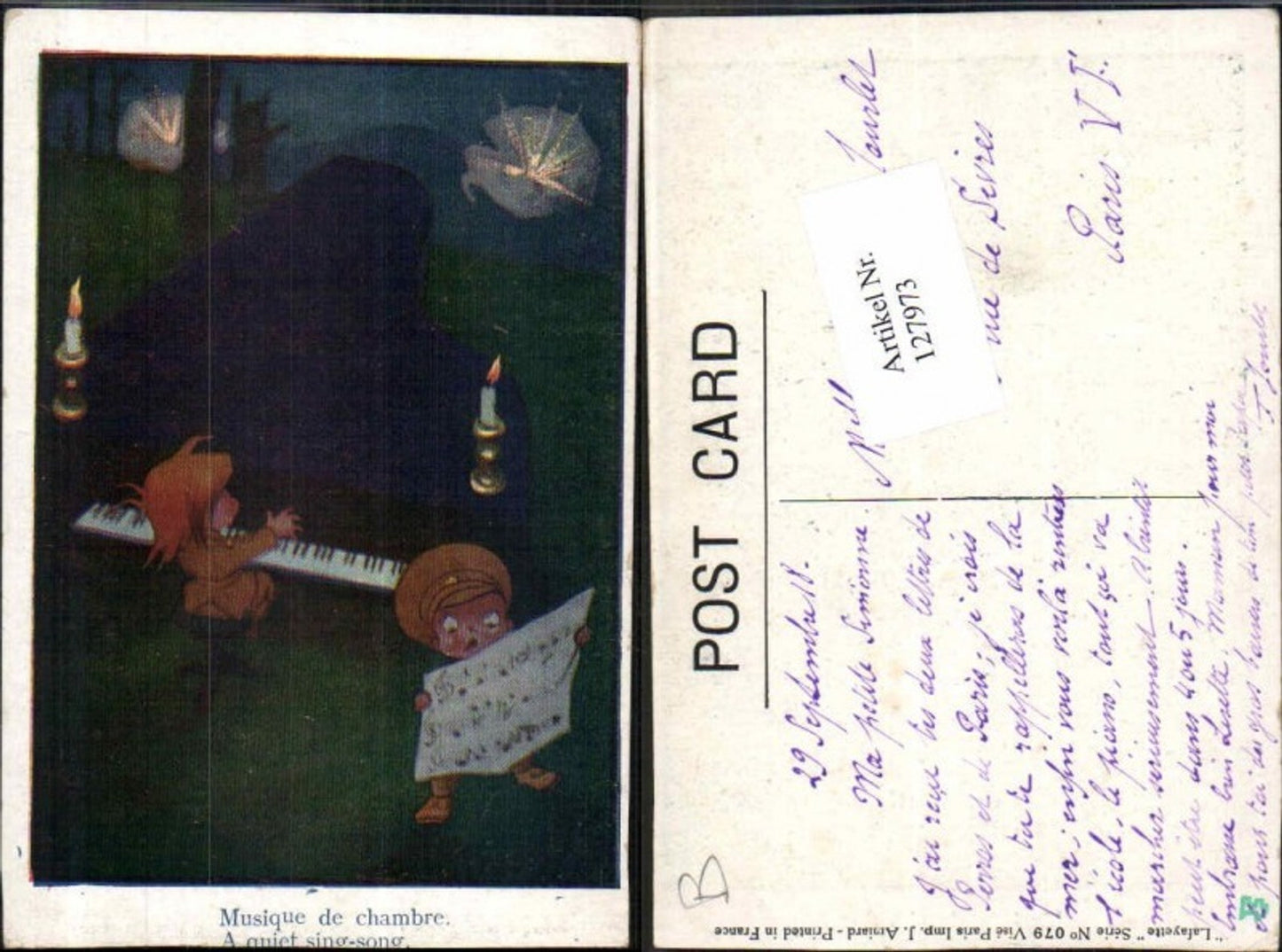 127973,Lafayette Series Süsse Kinder Künstlerkarte Children Klavier Kerzen