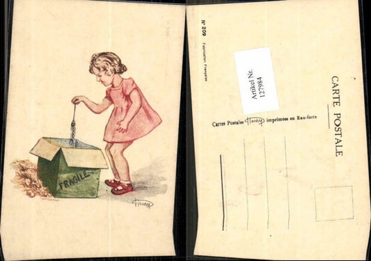 127984,Süsse Kinder Künstlerkarte Henry sign. Mädchen Kleid