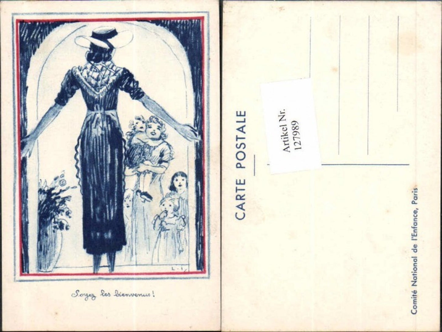 127989,Süsse Kinder Künstlerkarte Hut Kinder Kleid