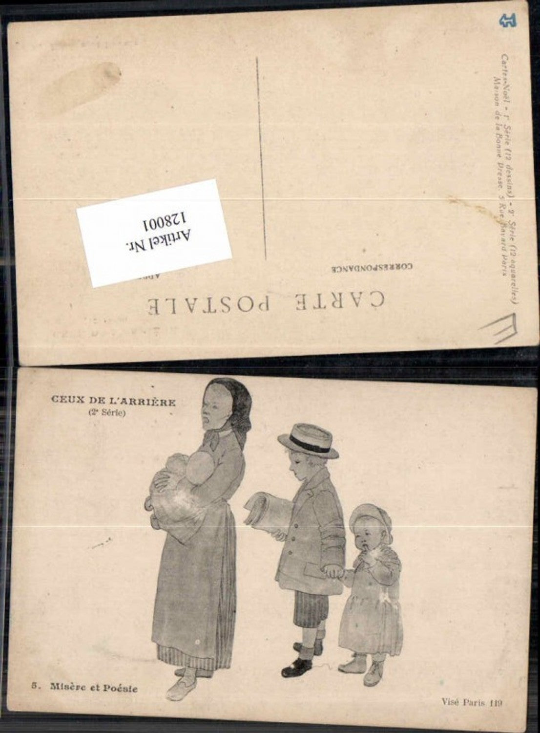 128001,Ceux de Arriere Vise paris 119 Süsse Kinder Künstlerkarte baby Hut misere et poesi