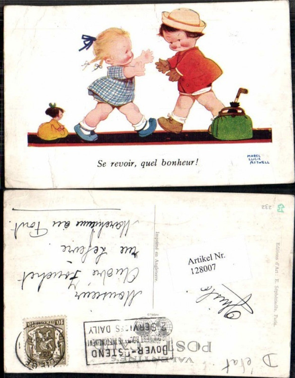 128007,Mabel Lucie Attwell No 232 Childen Süsse Kinder Künstlerkarte Puppe