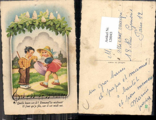 128043,Süsses Mädchen Kind m. Hut Hat Kleid Junge