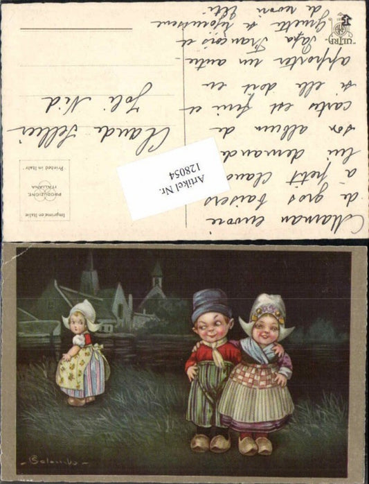128054,E. Colombo Süsse Kinder in Holländischer Tracht