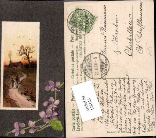 128126,Präge AK Künstlerkarte Veilchen