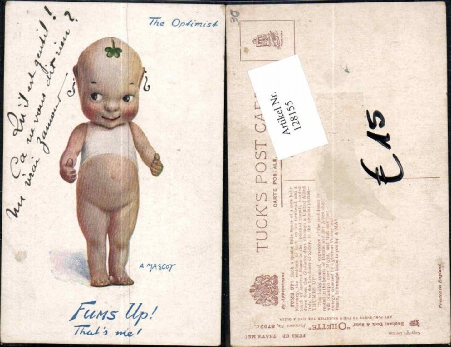 128155,Raphael Tuck 8792c The Optimist Süsses Baby Kind A. Mascot