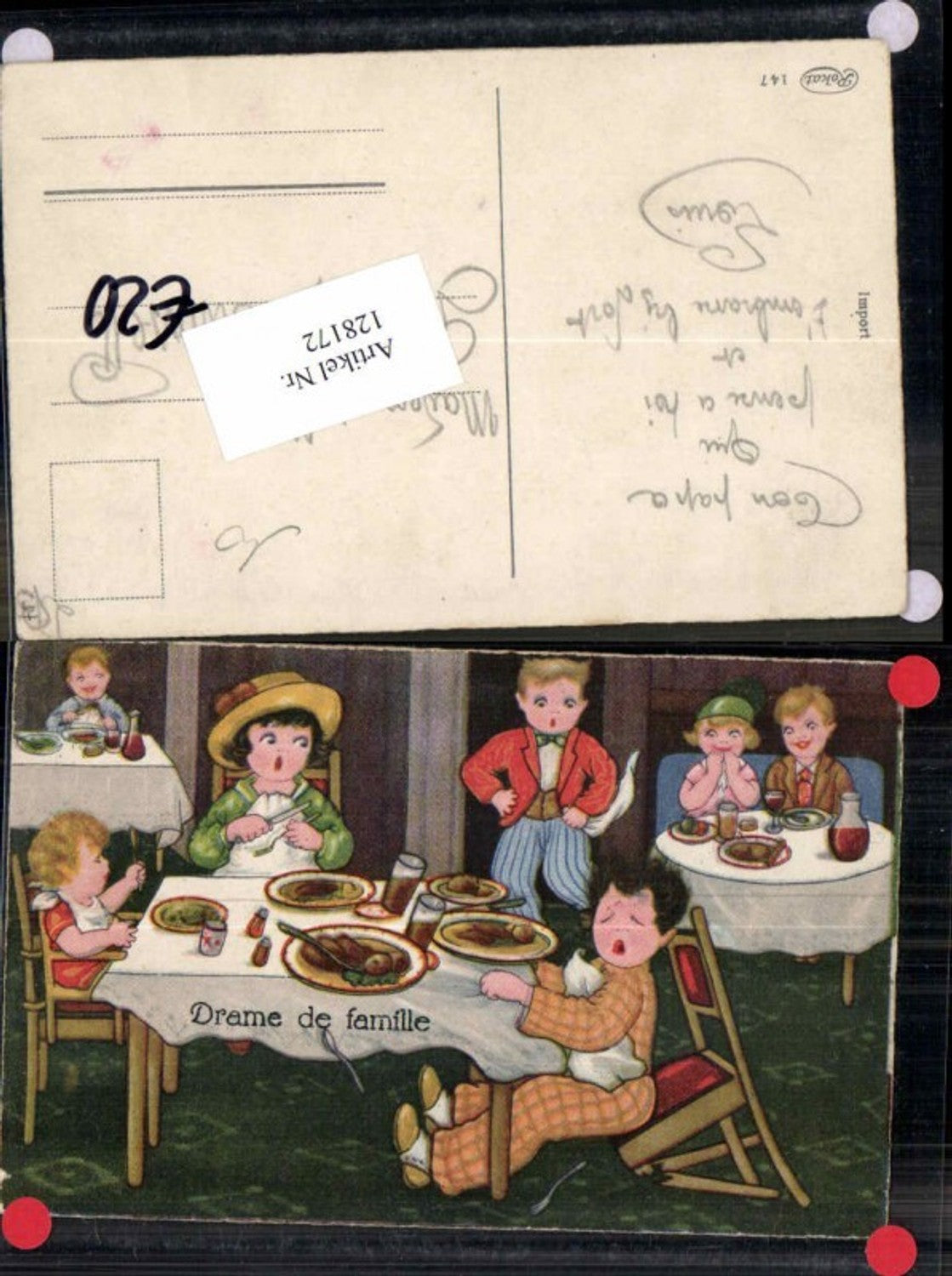 128172,Fritz Baumgarten unsign. Kinder im Speisesaal beim Essen baby pub Rokat 147