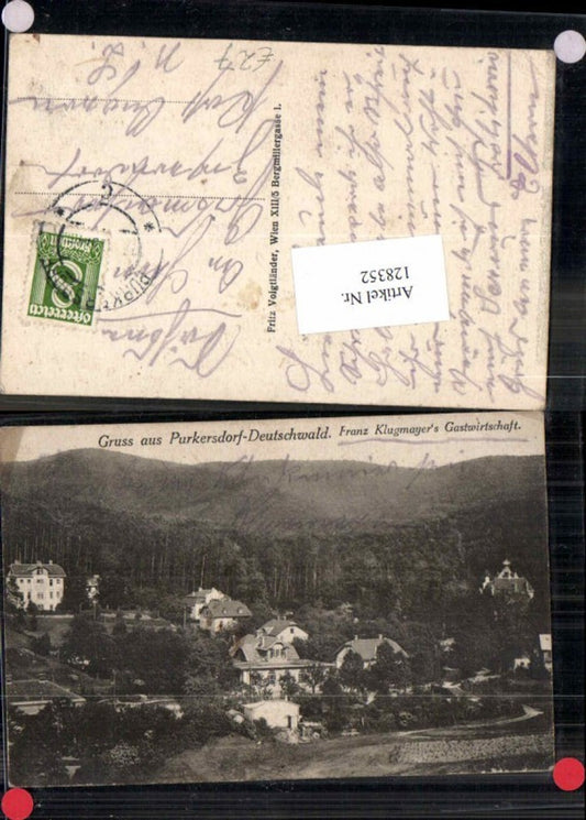 128352,Gruss aus Purkersdorf Deutschwald Gasthaus Klugmayer 1920