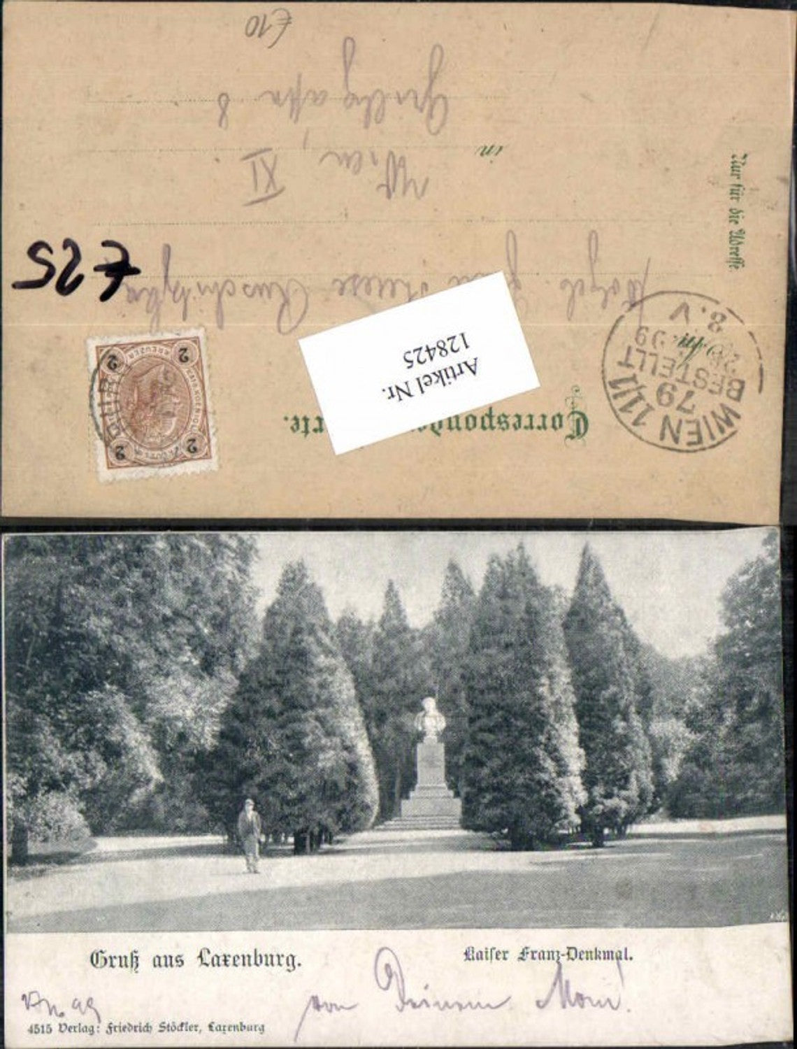 128425,Gruss aus Laxenburg Kaiser Franz Denkmal 1898