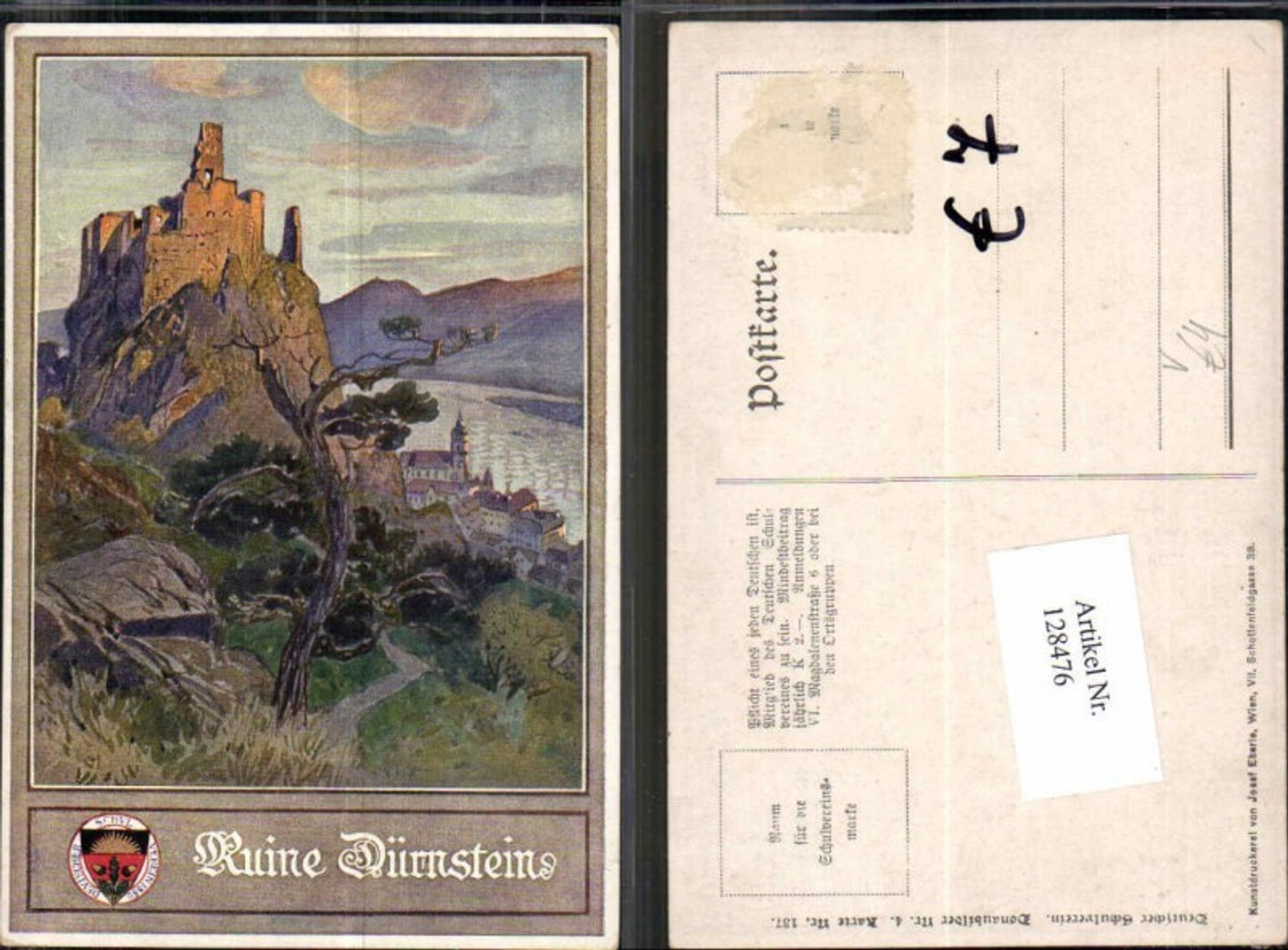 128476,Dt. Schulverein 137 Donaubilder 4 Ruine Dürnstein Wachau