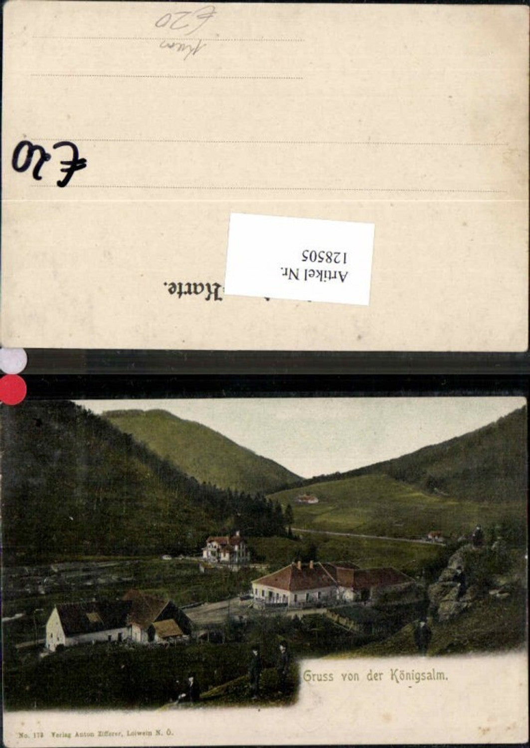 128505,Gruss v.d. Königsalm bei Krems Loiwein Senftenberg Imbach Kremstal 1905