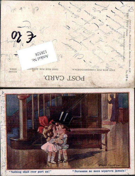 128528,Fred Spurgin Tolle Künstler AK Kinder m. Hut Zylinder Mädchen Junge Liebespaar Tiny Tots Ser.