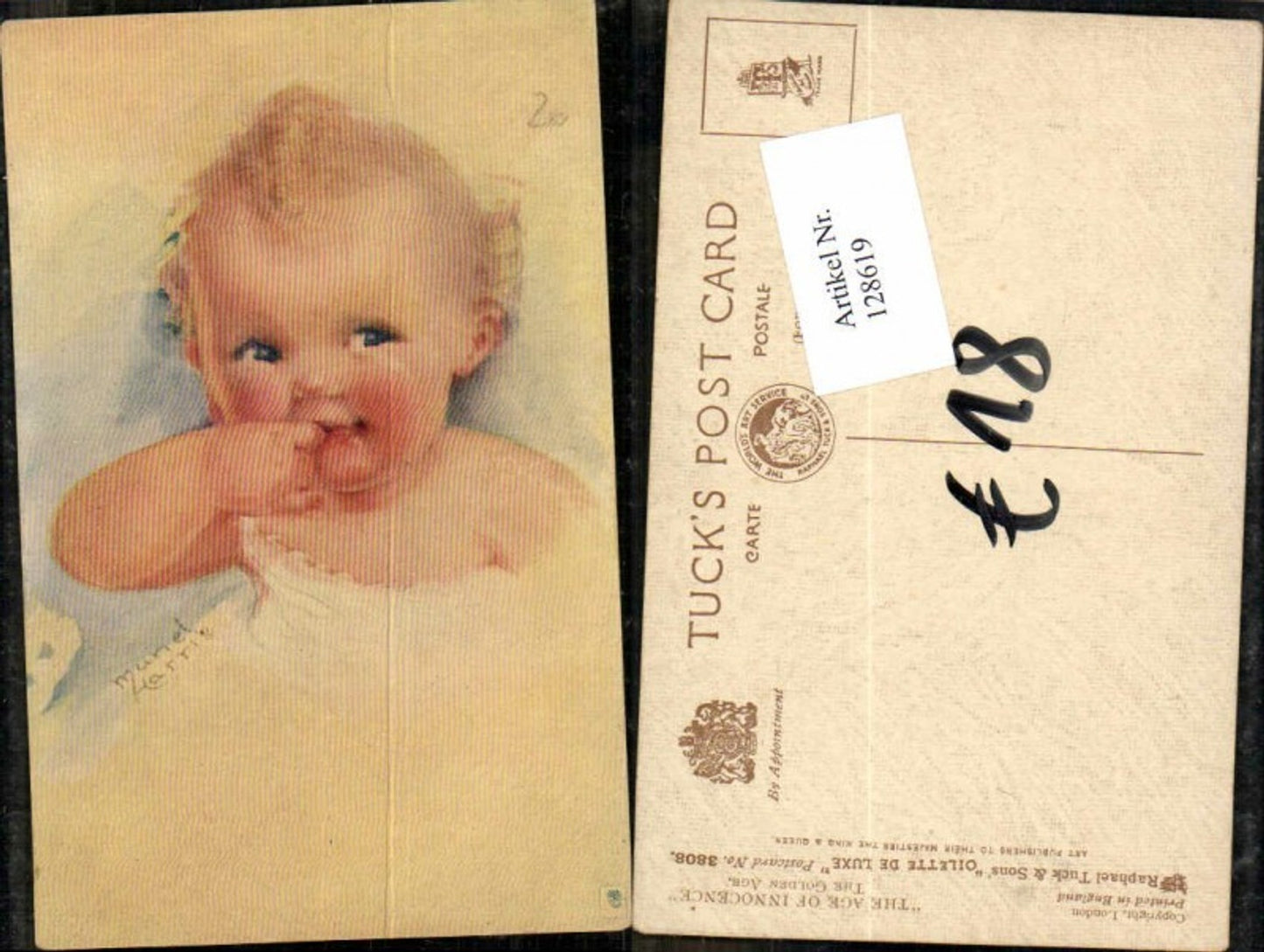 128619,R. Tuck Oilette De Lux 3808 The Golden Age Munel Harris sign Baby